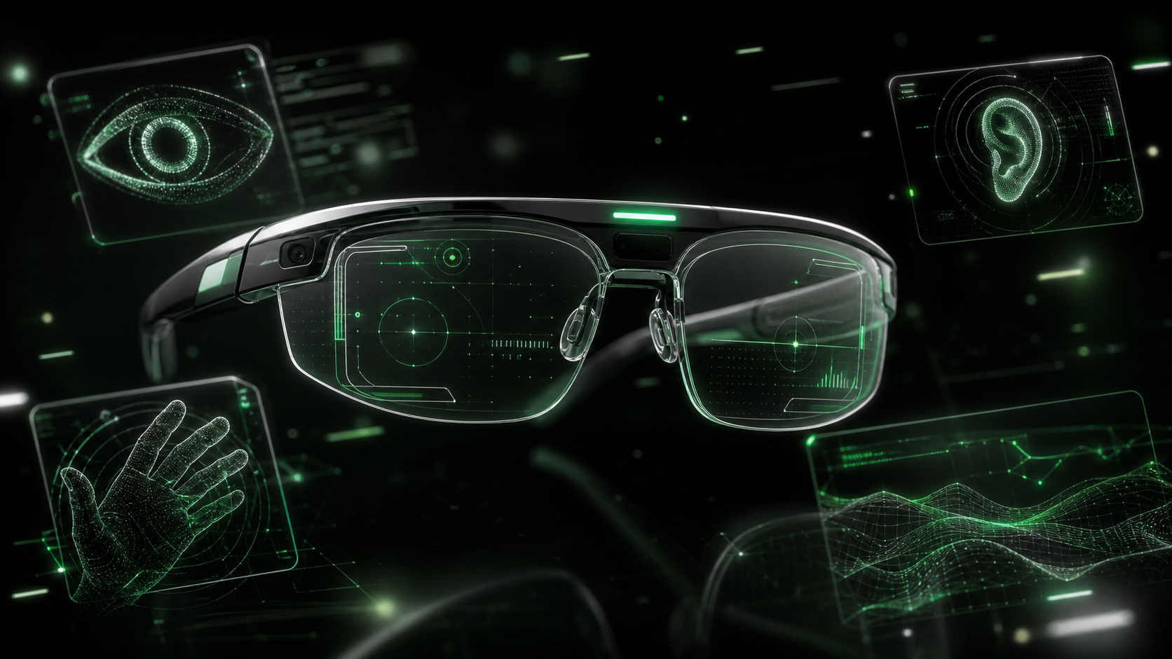 AR glasses with floating multimodal UI panels — ambient agents framework