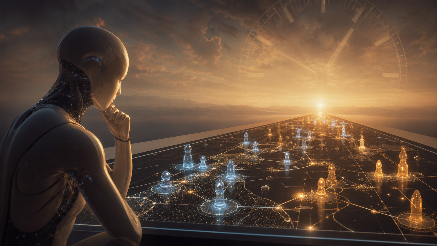 An AI agent playing a long strategic game across a receding board