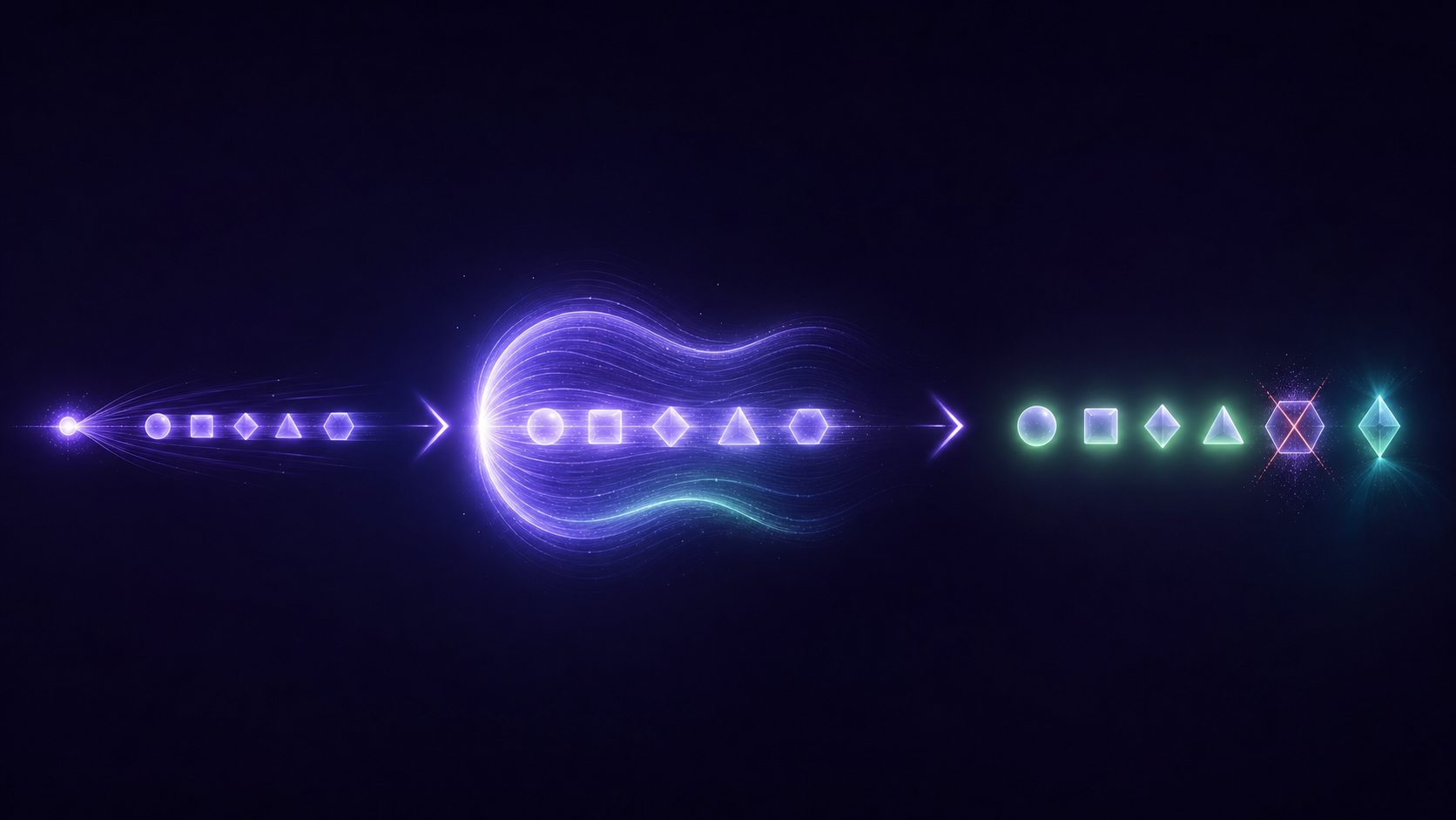 A conceptual illustration of speculative decoding's three steps: a small fast model drafts a run of tokens ahead, the large model verifies them all in a single parallel pass, and the longest correct prefix is accepted while the first miss is corrected.