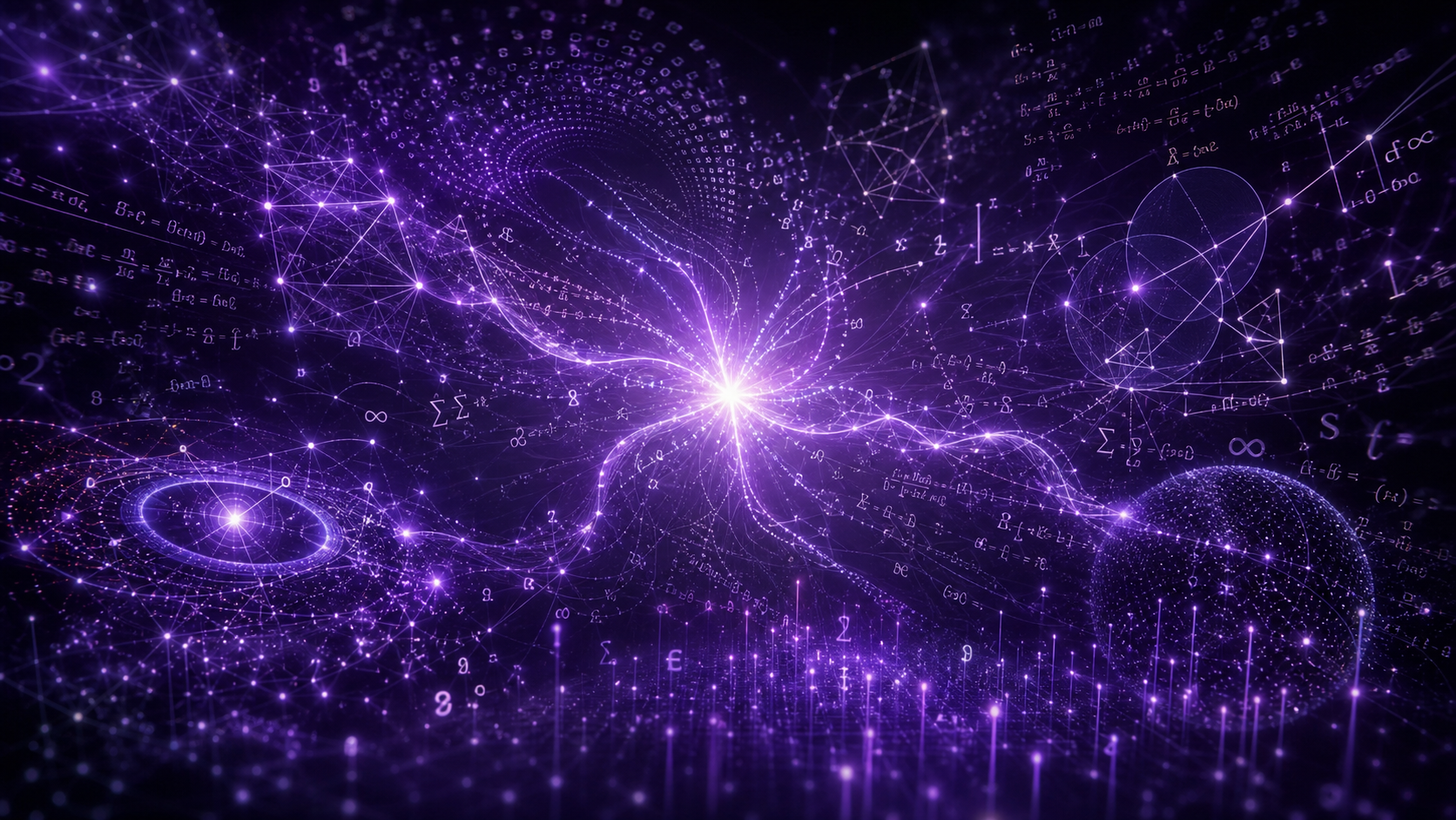 Abstract mathematical visualization of AI-assisted conjecture disproof